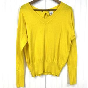 CAbi Womens M Canary Yellow Tie Back Sweater Preppy Nautical Summer Coastal 5281
